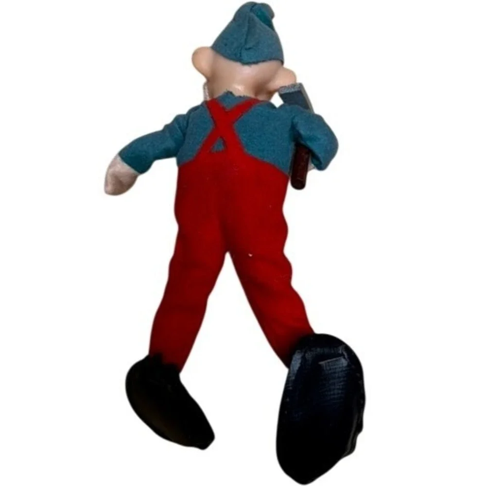 Vintage Elf‎ Gnome Figurine Hammer Christmas Decor Bendable Sun Damage 1960 Cute